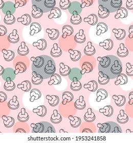 Seamless Baby Pacifier Pattern . For Textile And Other Surfaces. Vector