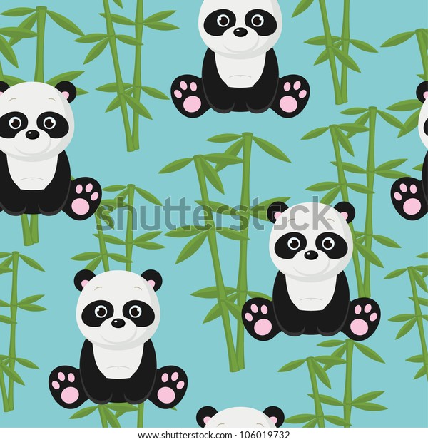 Seamless Baby Panda Wallpaper Stock Vector Royalty Free