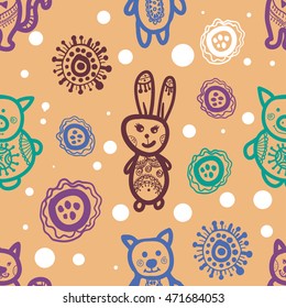 seamless baby pattern. Background patterned with bunnies.