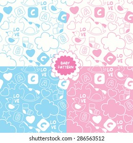 seamless baby pattern with cartoon for boys and girls.