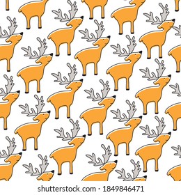 Seamless baby pattern with cute deer on a white background Baby texture for fabric, packaging, wallpaper. Vector illustration.