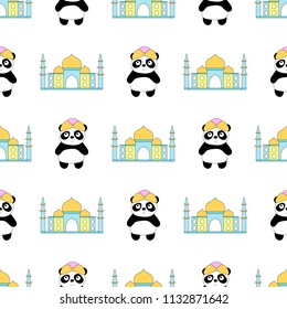 Seamless baby pattern with cute panda. Best Choice for cards, invitations, printing, party packs, blog backgrounds, paper craft, party invitations, digital scrapbooking.