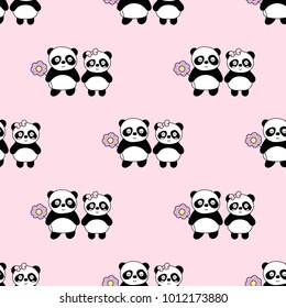Seamless baby pattern with cute pandas. Best Choice for cards, invitations, printing, party packs, blog backgrounds, paper craft, party invitations, digital scrapbooking.
