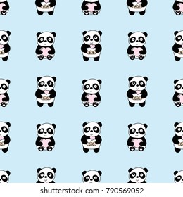 Seamless baby pattern with cute pandas. Best Choice for cards, invitations, printing, party packs, blog backgrounds, paper craft, party invitations, digital scrapbooking.