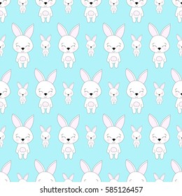 Seamless baby pattern with cute rabbits. Best Choice for cards, invitations, printing, party packs, blog backgrounds, paper craft, party invitations, digital scrapbooking.