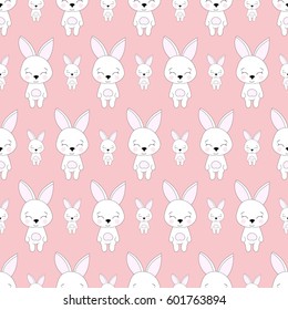 Seamless baby pattern with cute rabbits. Best Choice for cards, invitations, printing, party packs, blog backgrounds, paper craft, party invitations, digital scrapbooking.