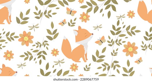 Seamless baby pattern foxes. Great for printing on fabric and paper.