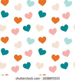 
Seamless baby pattern with hearts. Cute childish doodle background. Vector illustration. Children's decorative background with hand-drawn texture for fabric, packaging, textile