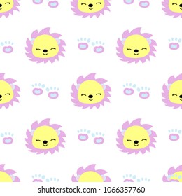 Seamless baby pattern with hedgehog and steps. Best Choice for cards, invitations, printing, party packs, blog backgrounds, paper craft, party invitations, digital scrapbooking.