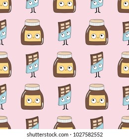 Seamless baby pattern with kawaii characters. Best Choice for cards, invitations, printing, party packs, blog backgrounds, paper craft, party invitations, digital scrapbooking.