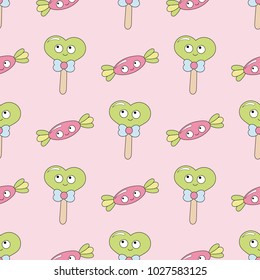 Seamless baby pattern with kawaii characters. Best Choice for cards, invitations, printing, party packs, blog backgrounds, paper craft, party invitations, digital scrapbooking.