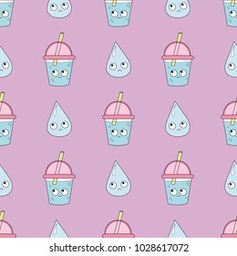Seamless baby pattern with kawaii characters. Best Choice for cards, invitations, printing, party packs, blog backgrounds, paper craft, party invitations, digital scrapbooking.
