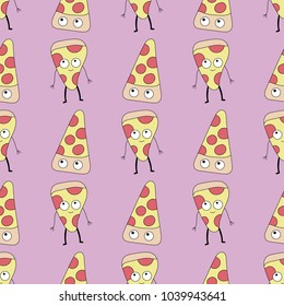 Seamless baby pattern with kawaii pizza characters. Best Choice for cards, invitations, printing, party packs, blog backgrounds, paper craft, party invitations, digital scrapbooking.
