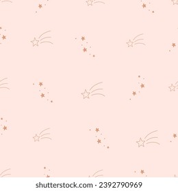 seamless baby pattern with stars in boho colors. Starfall, shooting star