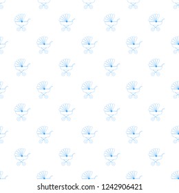 seamless baby pattern with stroller blue