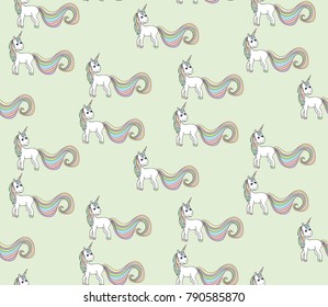 seamless baby pattern unicorn, green