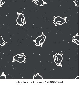 Seamless baby penguin background pattern. Simple gender neutral nursery festive scrapbook digital paper. Kids whimsical snow animal wallpaper all over print.