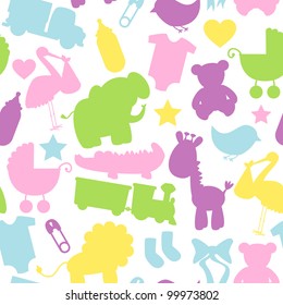 Seamless Baby Themed Pattern