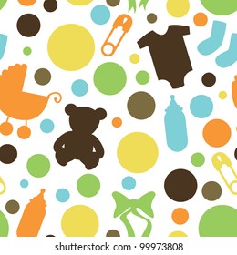 Seamless Baby Themed Pattern