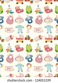 seamless baby toy pattern,cartoon vector illustration