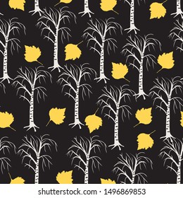seamless bacground with birch tree, vector design for paper or fabric