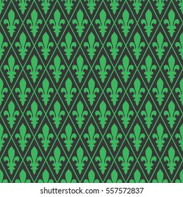 Seamless back and green medieval diamond pattern vector