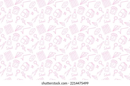 seamless Back to school doodle background with hand draw 