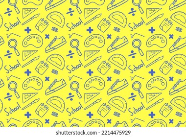 seamless Back to school doodle background with hand draw 