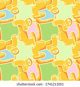 Seamless backdrop with abstract chaotic urban colorful pattern.