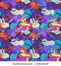 Seamless backdrop with abstract hand draw patterns, shapes.