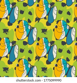Fondo sin inconvenientes con patrones abstractos de dibujo a mano, formas de onda, líneas.
