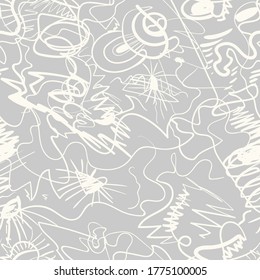 Seamless backdrop with abstract hand drawn lines, strange patterns.