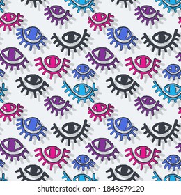 Seamless backdrop with abstract repeat hand drawn eyes