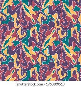 Seamless backdrop with abstract unusual fluid patterns, colorful shapes.