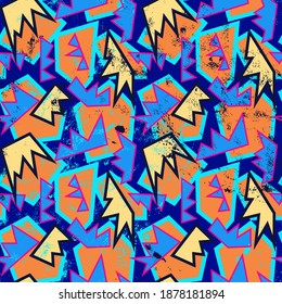 Seamless backdrop with chaotic curved geometric elements