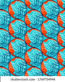 Seamless backdrop with circles and hand draw patterns.