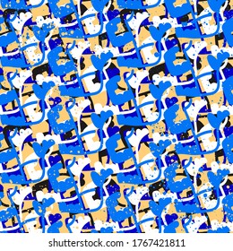 Seamless backdrop with colorful abstract repeat patterns.