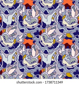 Seamless backdrop with colorful decorative abstract floral pattern.