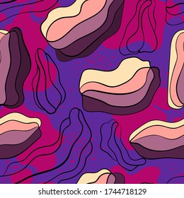 Seamless backdrop with colorful hand draw abstract patterns.