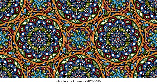 Seamless backdrop - colorful mandala. Vector illustration.