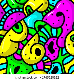 Seamless backdrop with colorful urban patterns.