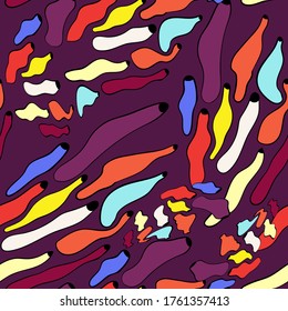 Seamless backdrop with colorful  wave hand draw shapes.