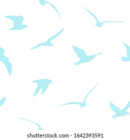 A seamless backdrop of flying seagulls. Vector illustration