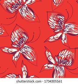 Seamless backdrop with freehand butterflies.