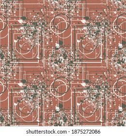 Seamless backdrop with geometry line elements like circles, squares and spots