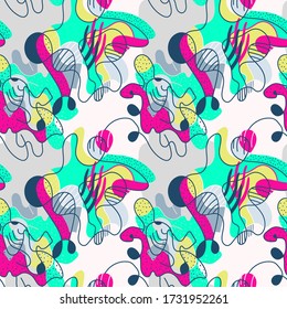 Seamless backdrop with hand draw abstract colorful pattern.