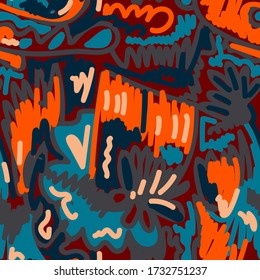 Seamless backdrop with hand draw colorful abstract pattern.