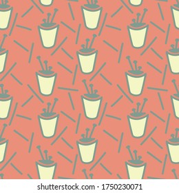 Seamless backdrop with hand draw flowerpots.