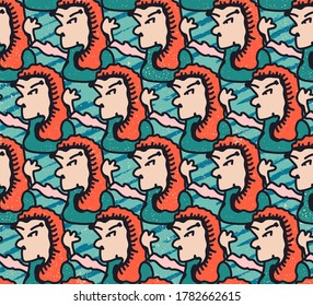 Seamless backdrop with hand draw repeat characters.