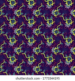Seamless backdrop with hand draw unusual patterns.